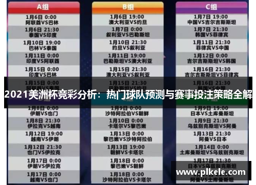 2021美洲杯竞彩分析：热门球队预测与赛事投注策略全解